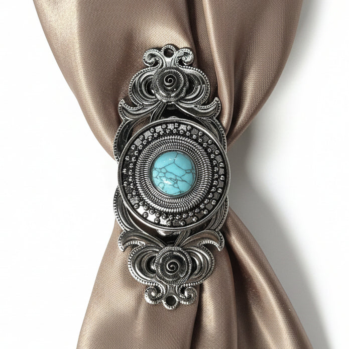 Antique Silver Turquoise Dot Western Concho W232 — view 8