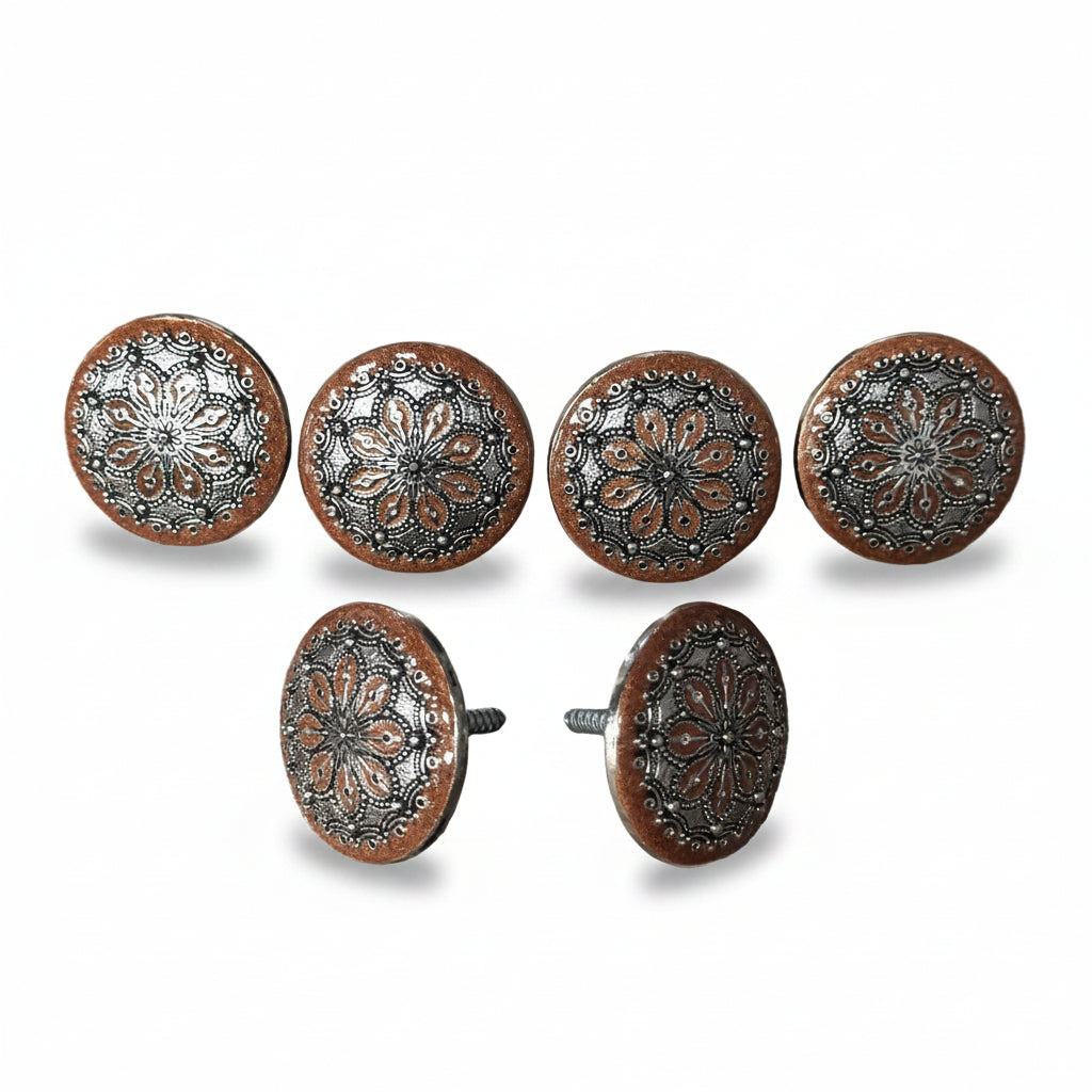 Rust Filigree and Dots Saddle Set SSW233 — view 2