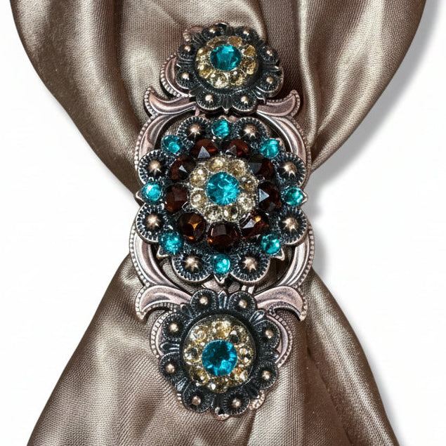 Copper Teal - Champagne - Topaz Crystal Conchos | Sizes 1"- 3" | Buckles | Saddle Set | Leather Rosettes | Slide — view 15