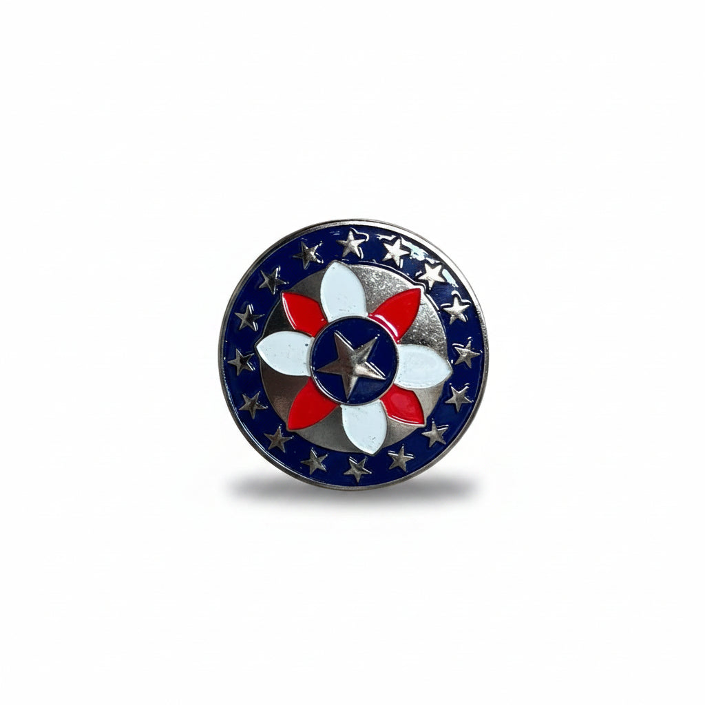 Antique Silver Red, White, and Blue Western Concho W274 — view 2