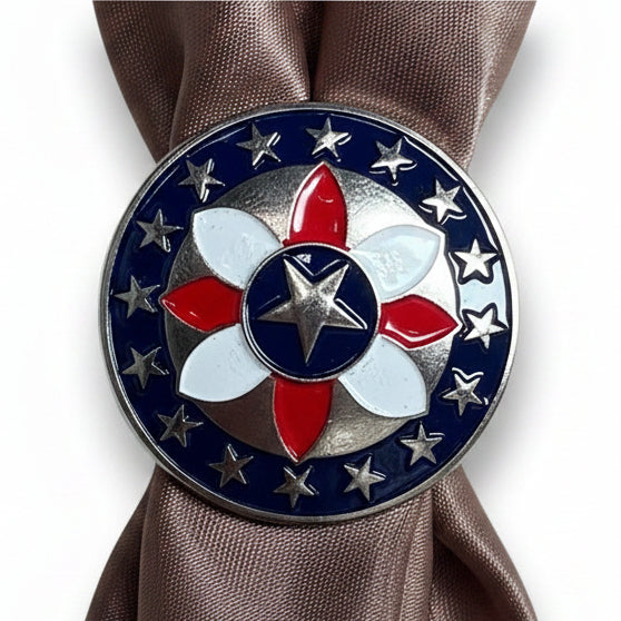 Antique Silver Red, White, and Blue Western Concho W274 — view 5