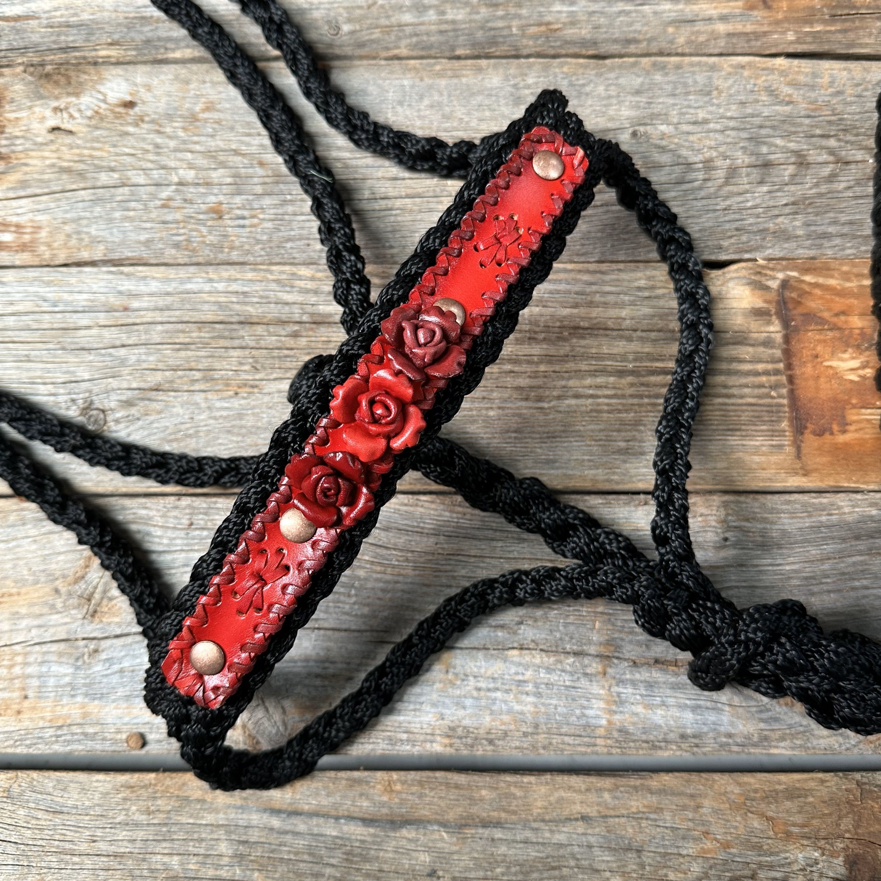 Black Mule Tape Halter - Red Roses #MT221 — view 2