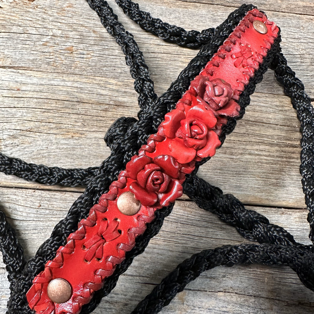 Black Mule Tape Halter - Red Roses #MT221 — view 3