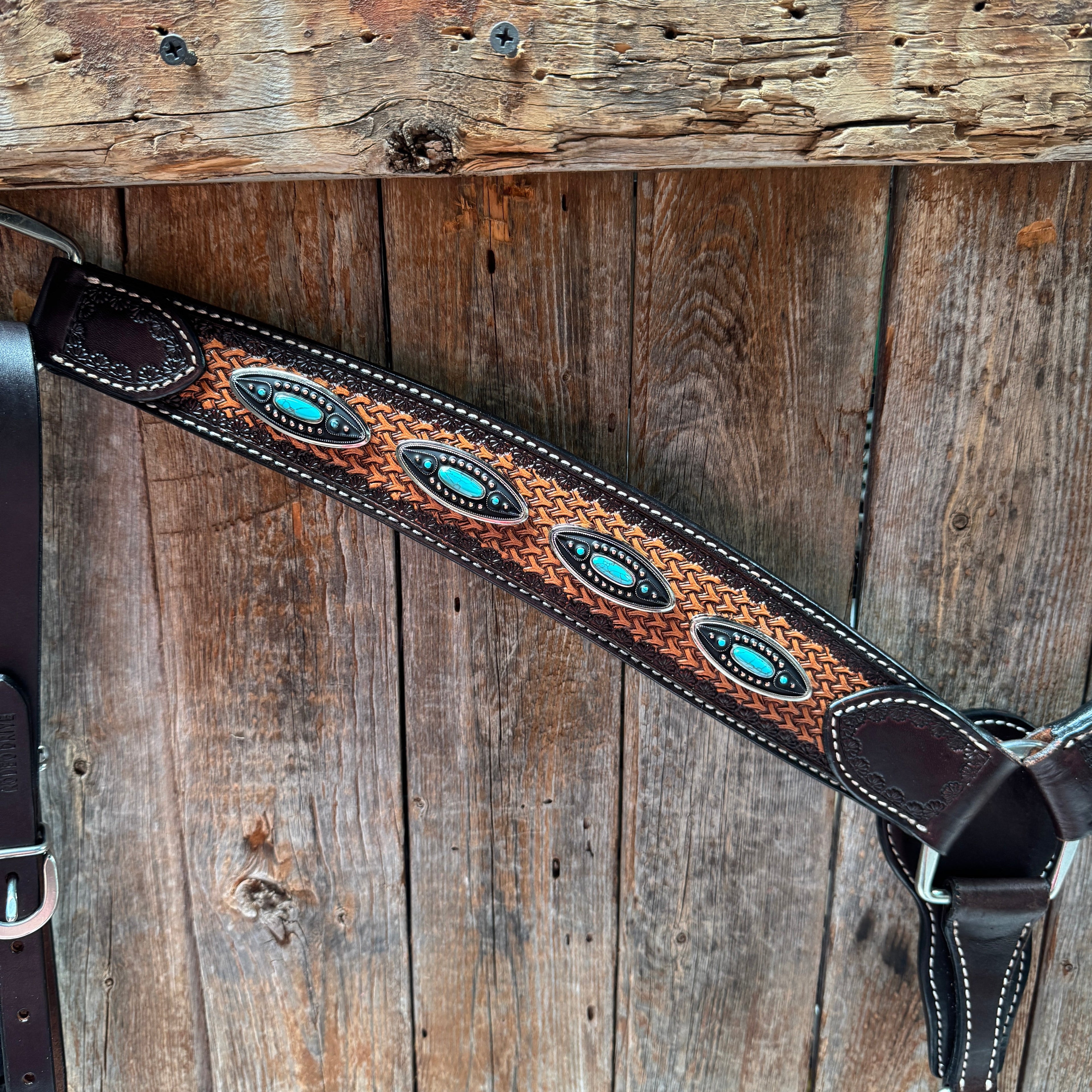 Foxtail Antique Silver and Copper Browband | One Ear Tack Set #BBBC525 — view 9