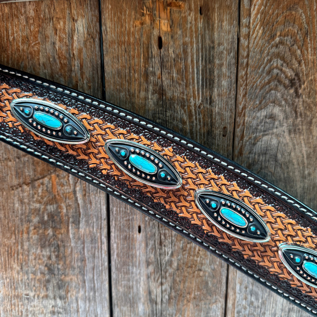 Foxtail Antique Silver and Copper Browband | One Ear Tack Set #BBBC525 — view 10