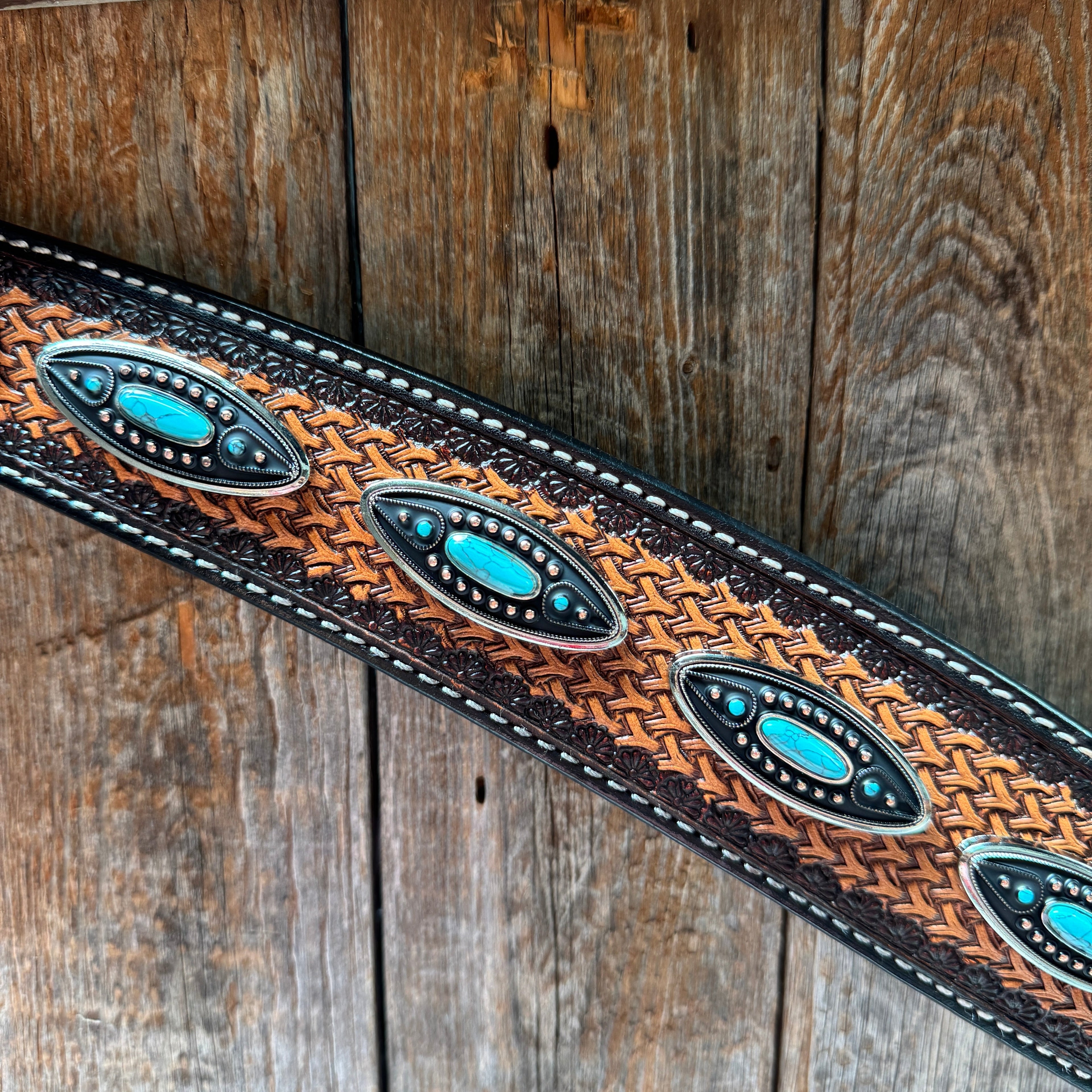 Foxtail Antique Silver and Copper Browband | One Ear Tack Set #BBBC525 — view 10