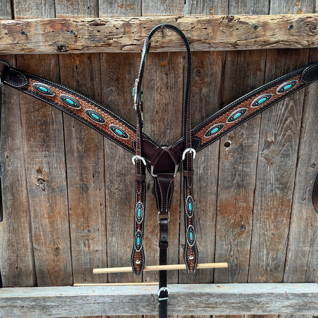 Foxtail Antique Silver and Copper Browband | One Ear Tack Set #BBBC525 — view 2