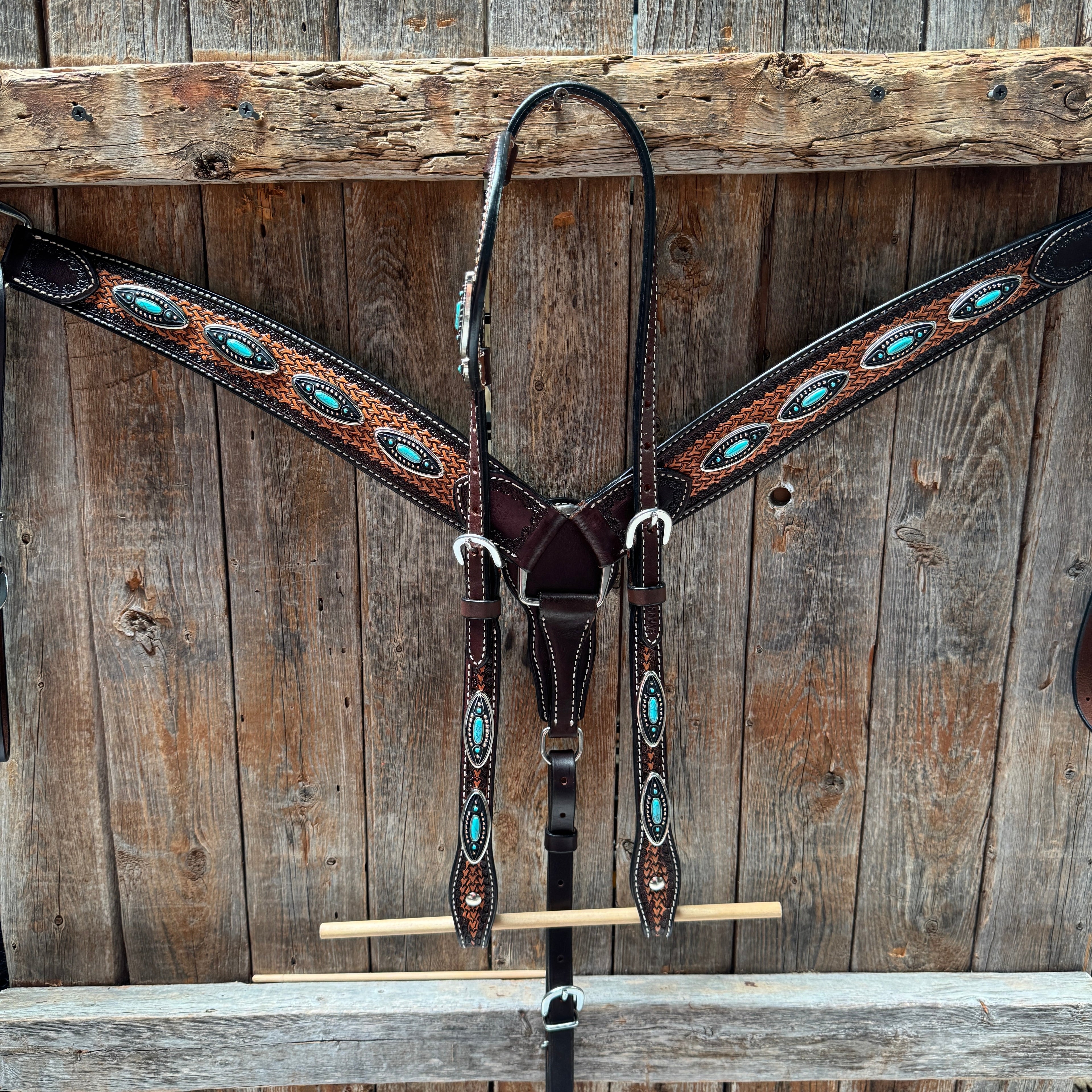 Foxtail Antique Silver and Copper Browband | One Ear Tack Set #BBBC525 — view 2