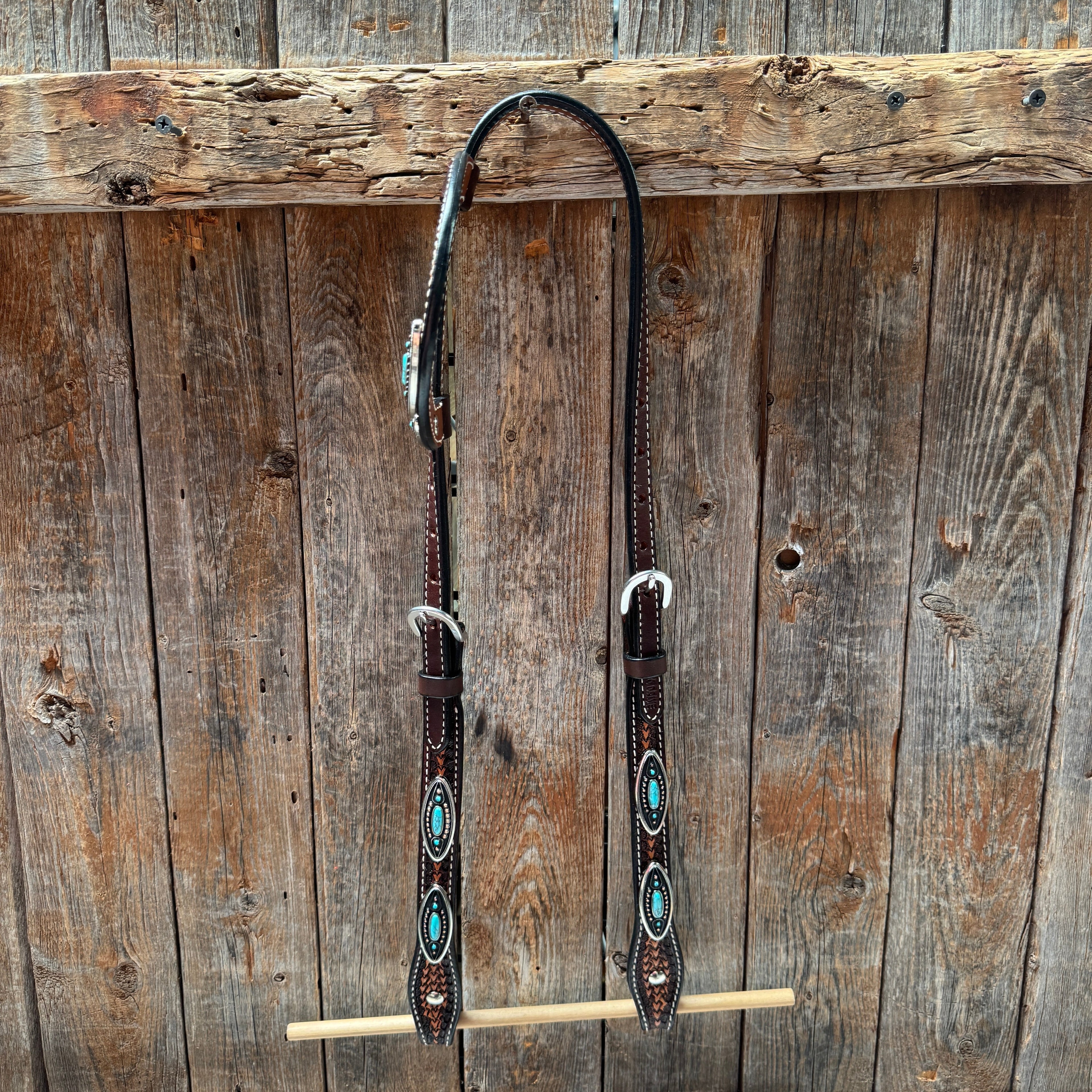 Foxtail Antique Silver and Copper Browband | One Ear Tack Set #BBBC525 — view 5