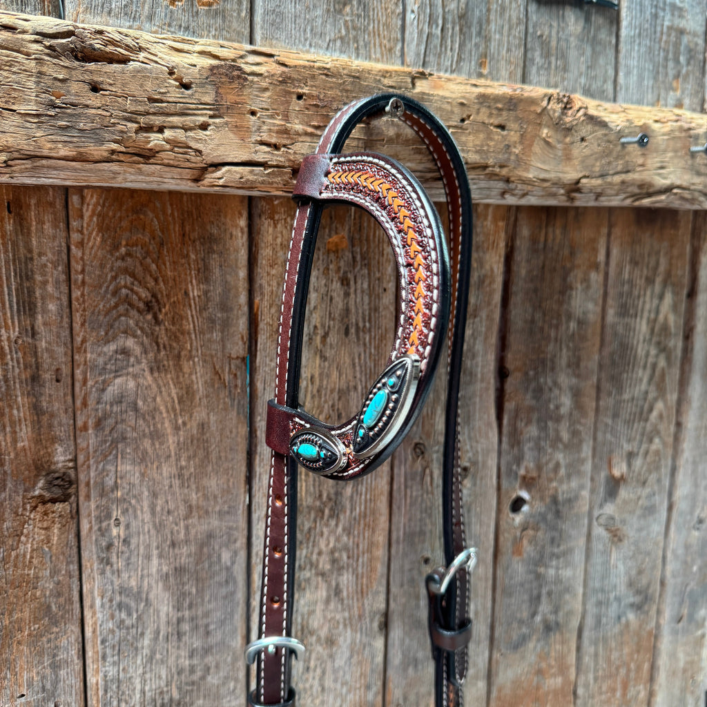 Foxtail Antique Silver and Copper Browband | One Ear Tack Set #BBBC525 — view 6