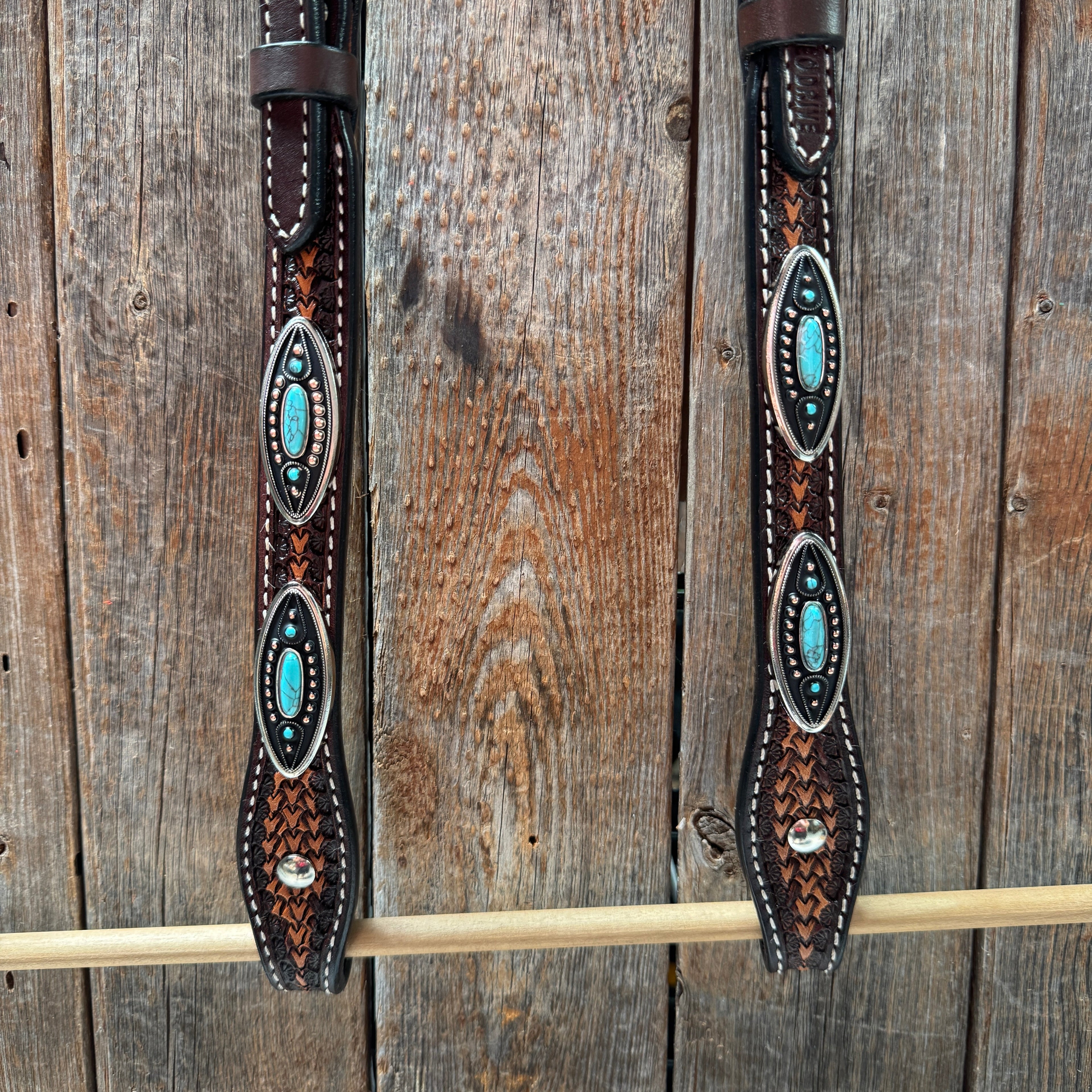Foxtail Antique Silver and Copper Browband | One Ear Tack Set #BBBC525 — view 7