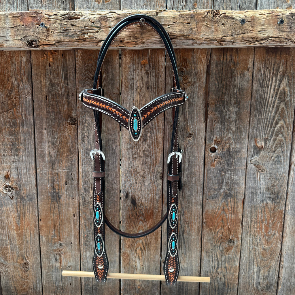Foxtail Antique Silver and Copper Browband | One Ear Tack Set #BBBC525 — view 3