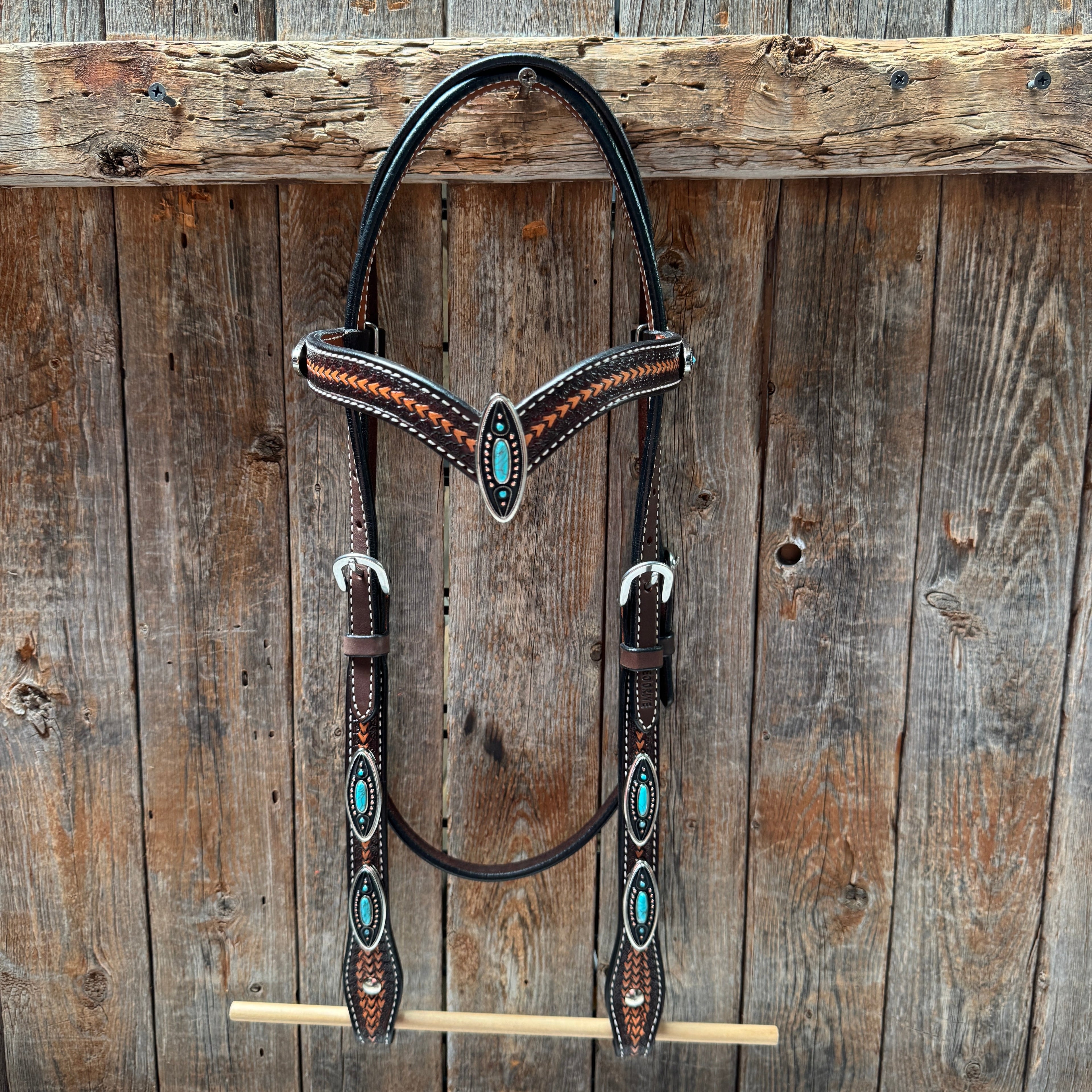 Foxtail Antique Silver and Copper Browband | One Ear Tack Set #BBBC525 — view 3