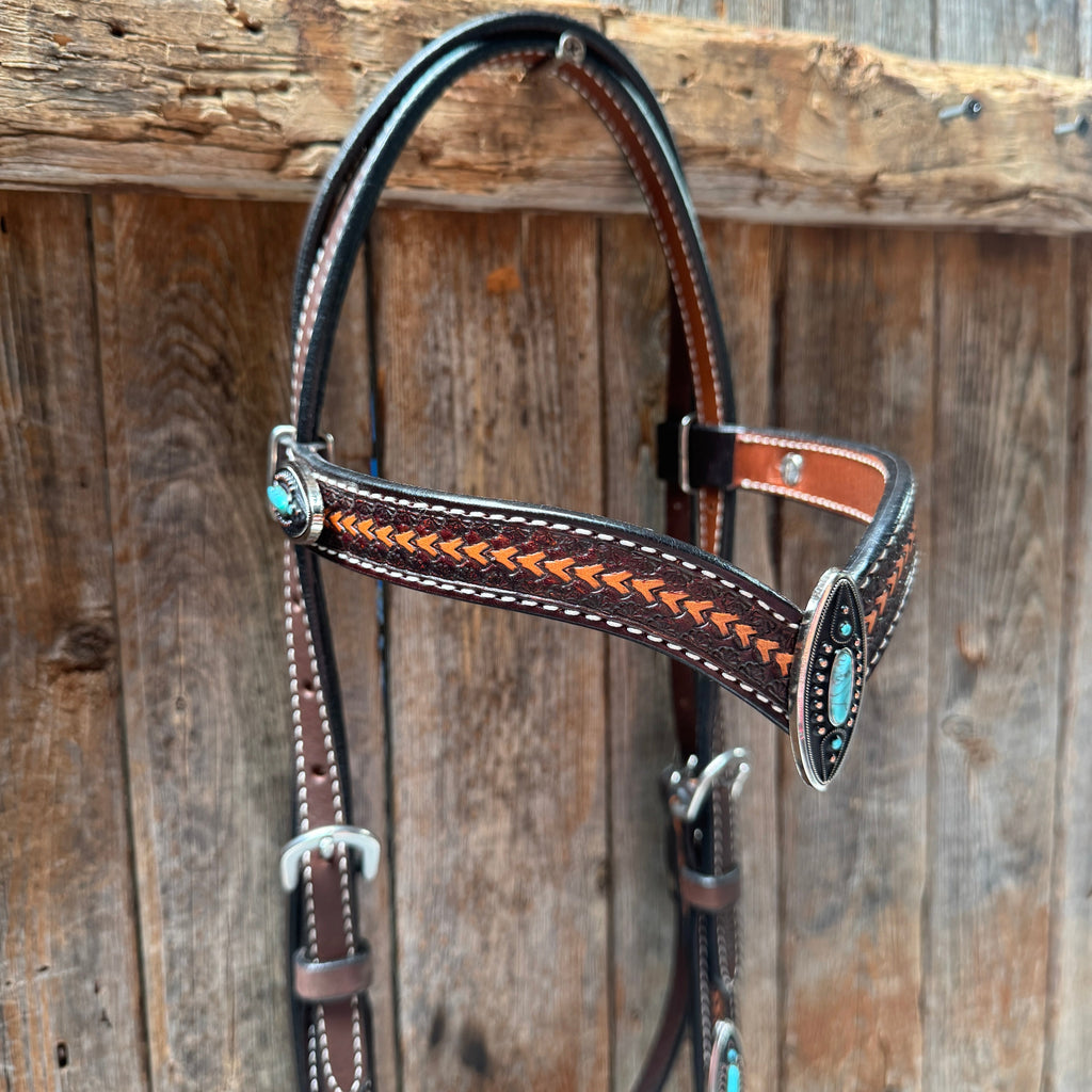 Foxtail Antique Silver and Copper Browband | One Ear Tack Set #BBBC525 — view 4