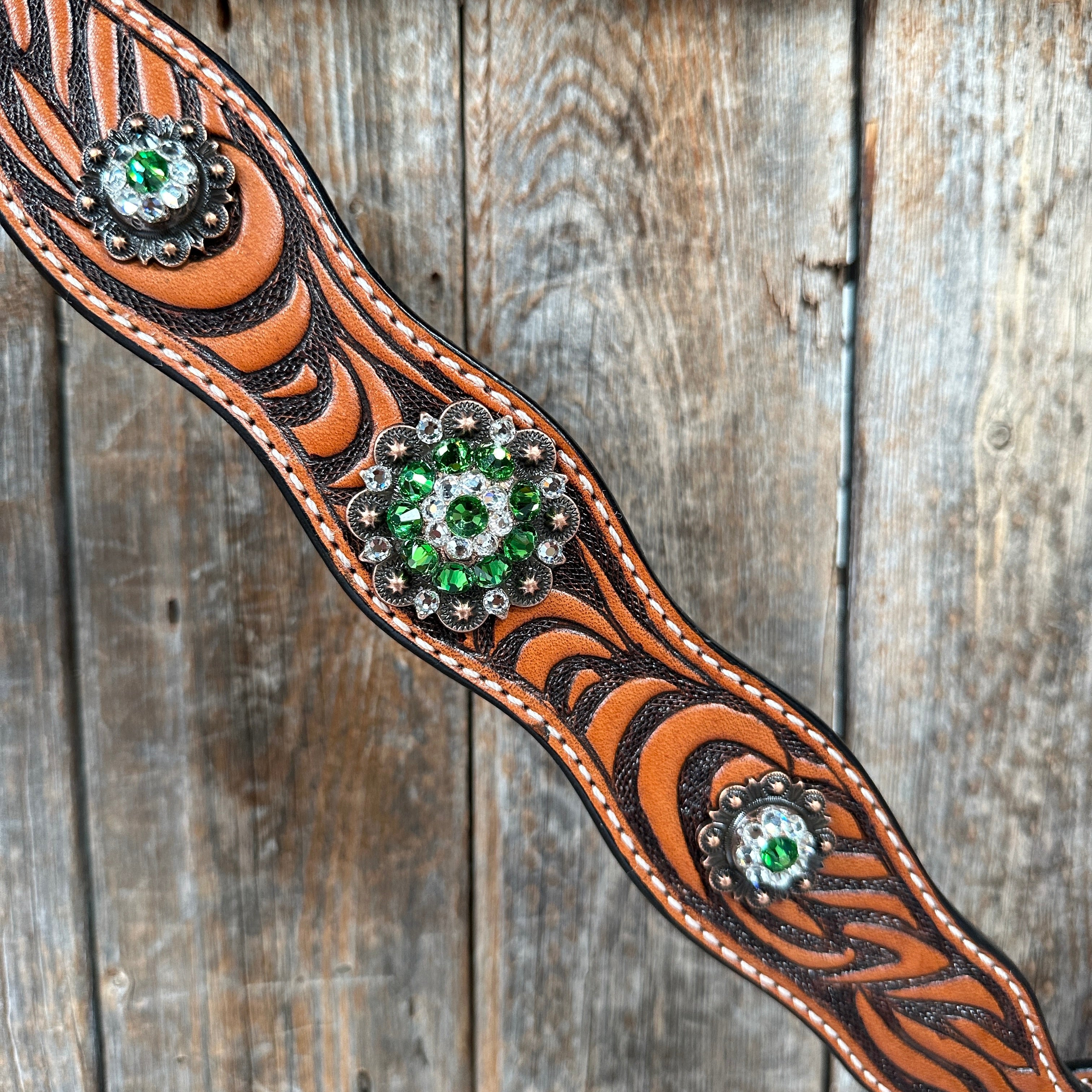 Zebra Green and Clear Browband / Breastcollar Tack Set #BBBC574 — view 8