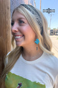 DS Turquoise Feather Earrings by Rowdy Crowd Clothing