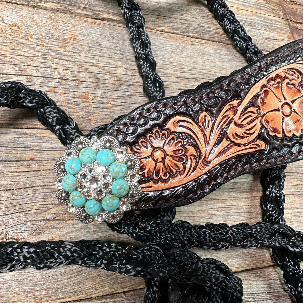 Black Mule Tape Halter -Turquoise & Clear #MT225 — view 3