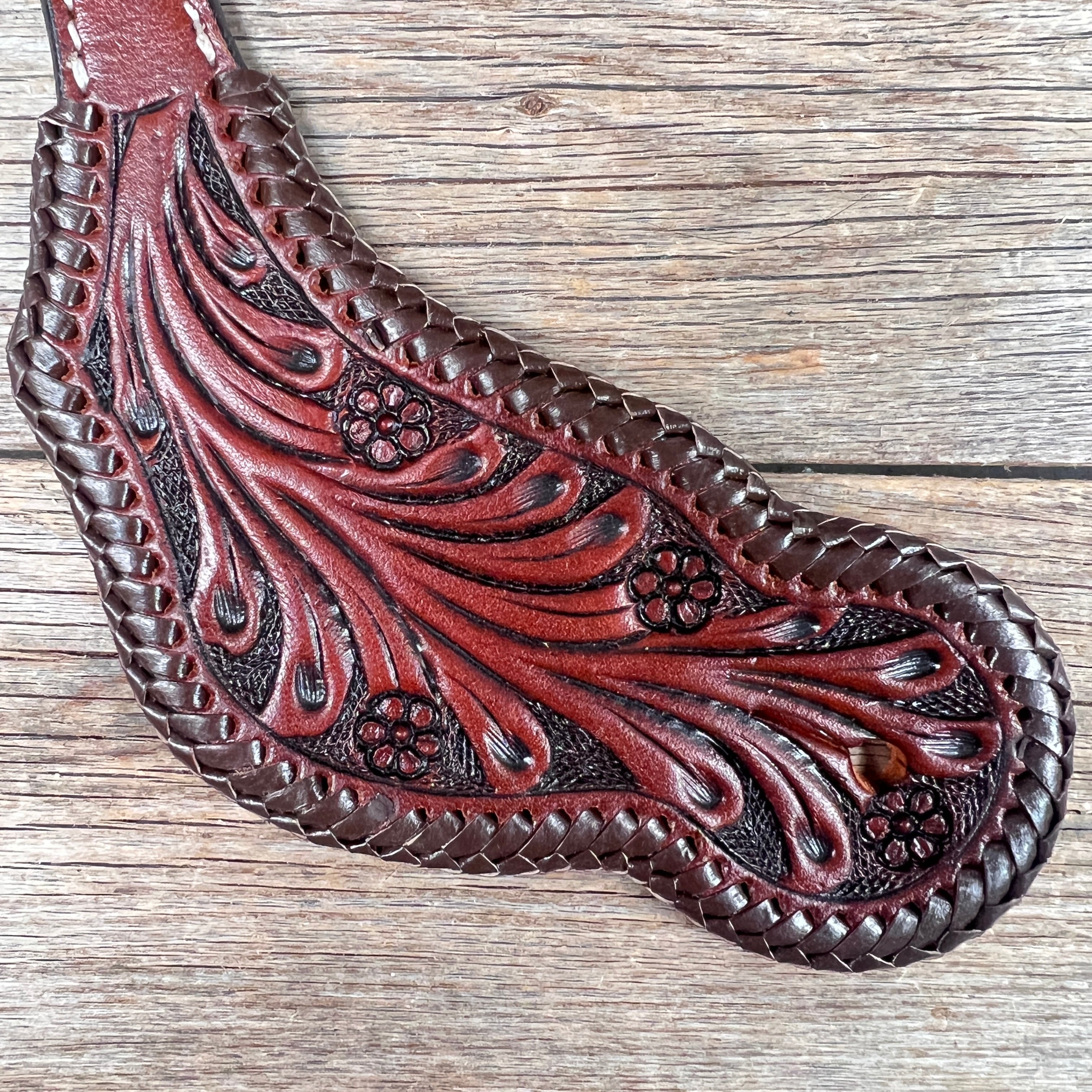 Dark Oil Braided Spur Straps #87052 — view 2