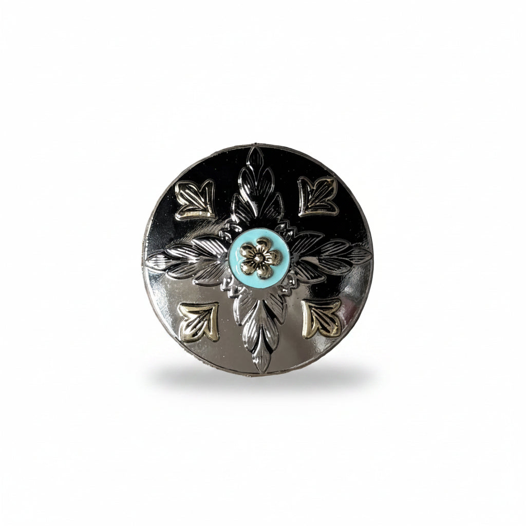 Antique Silver and Gold Feather Concho #W250 — view 2