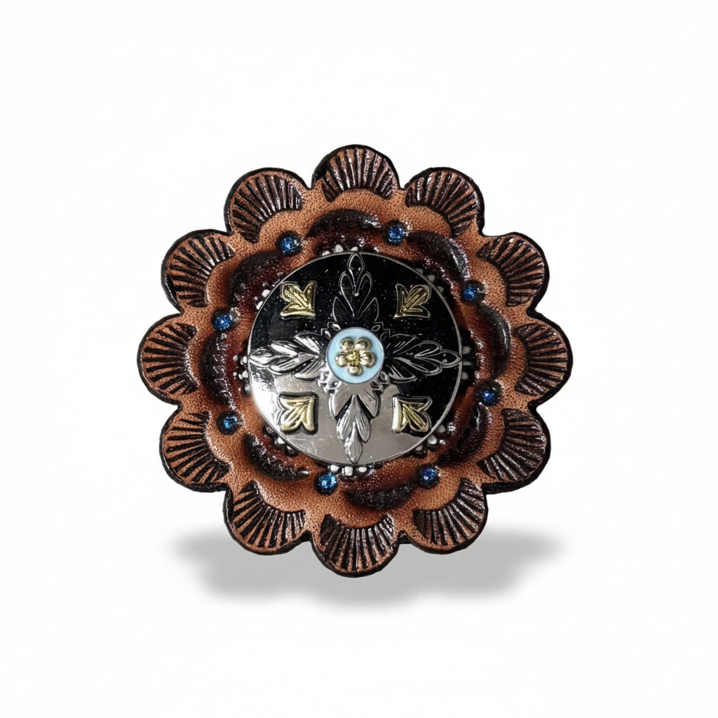 Antique Silver and Gold Feather Concho #W250 — view 7