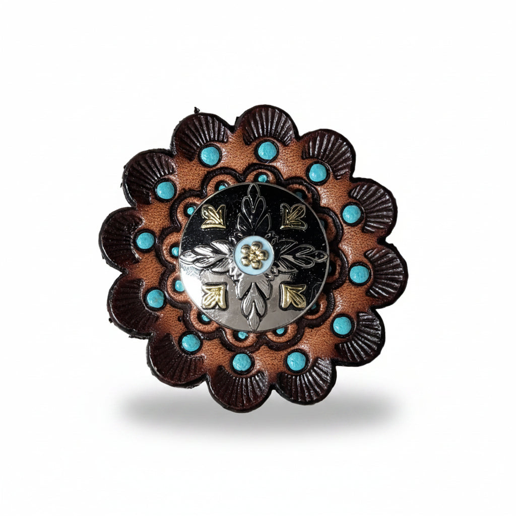 Antique Silver and Gold Feather Concho #W250 — view 8