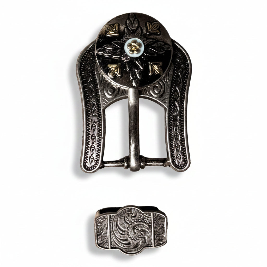 Antique Silver and Gold Feather Concho #W250 — view 5