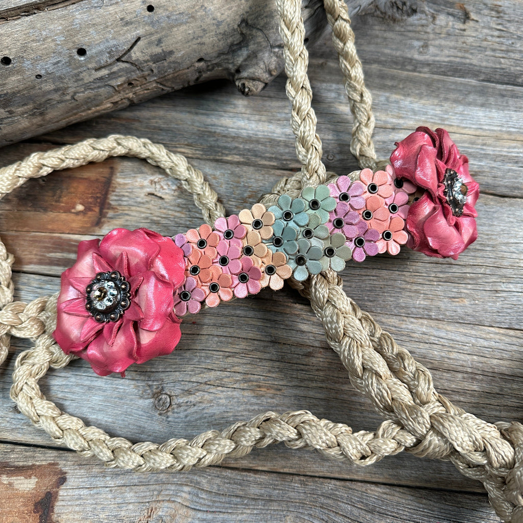 Tan Mule Tape Halter - Multi Floral and Clear #MT227 — view 2