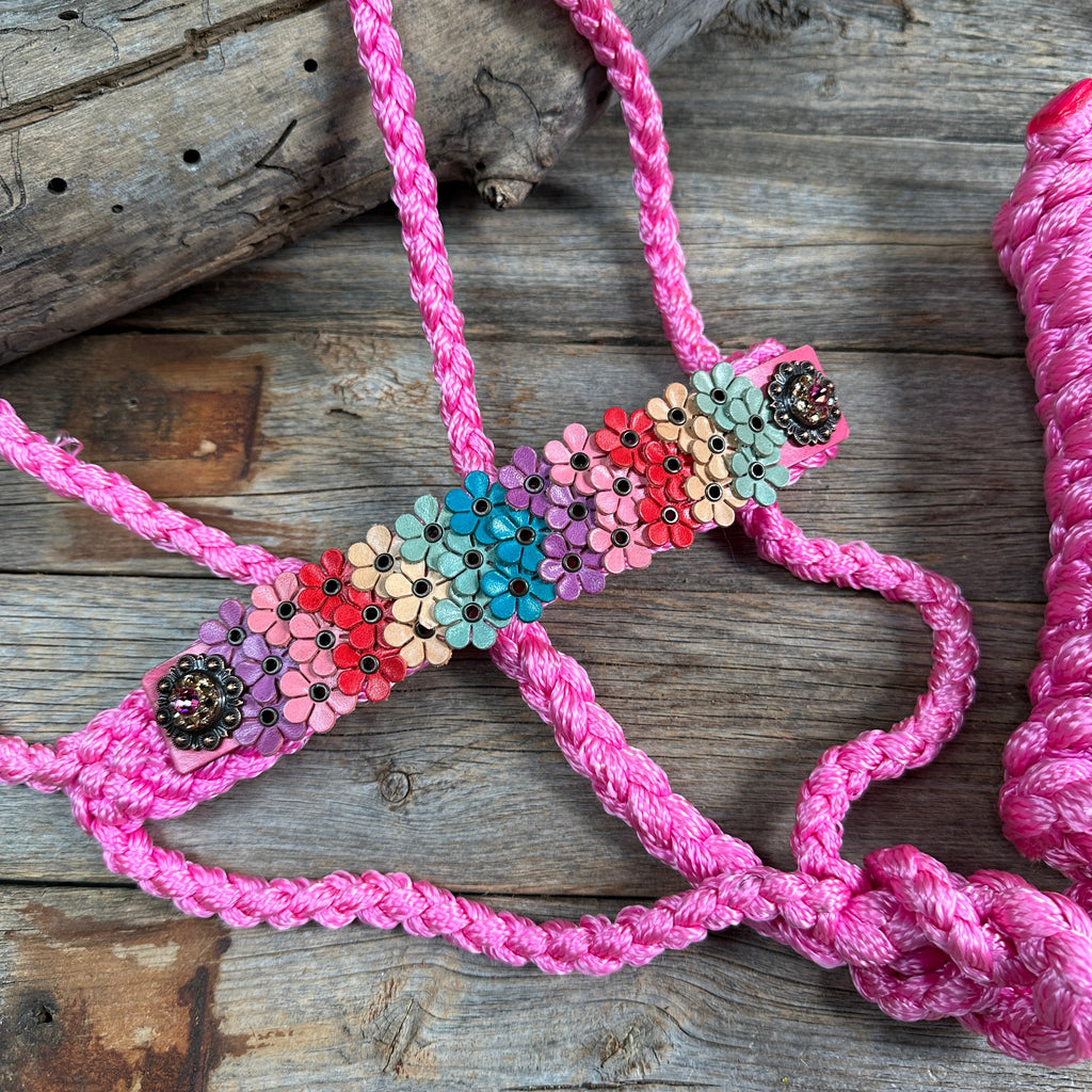 Pink Mule Tape Halter - Multi Floral and Pink #MT228 — view 2