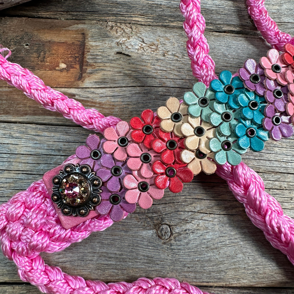 Pink Mule Tape Halter - Multi Floral and Pink #MT228 — view 3
