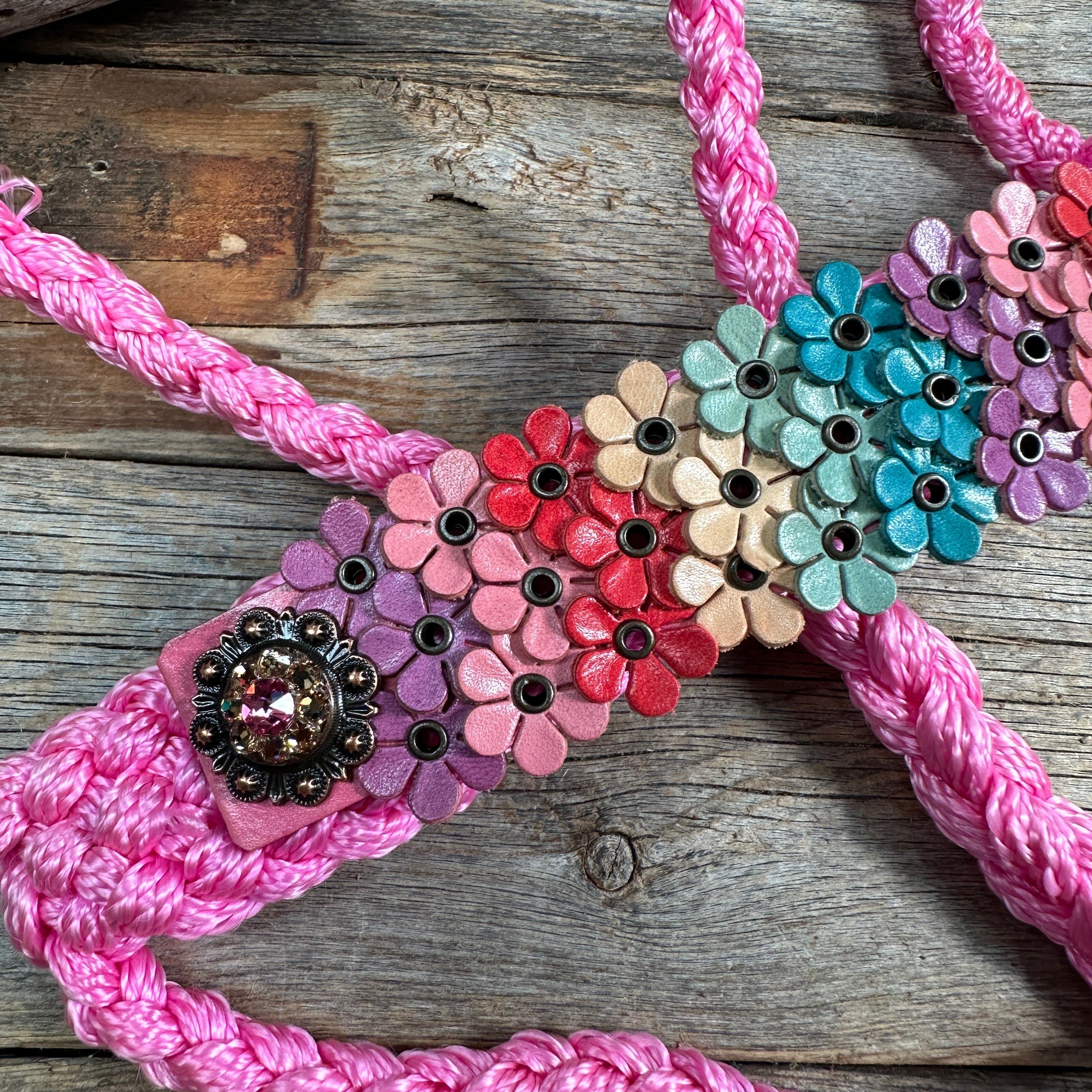 Pink Mule Tape Halter - Multi Floral and Pink #MT228 — view 3