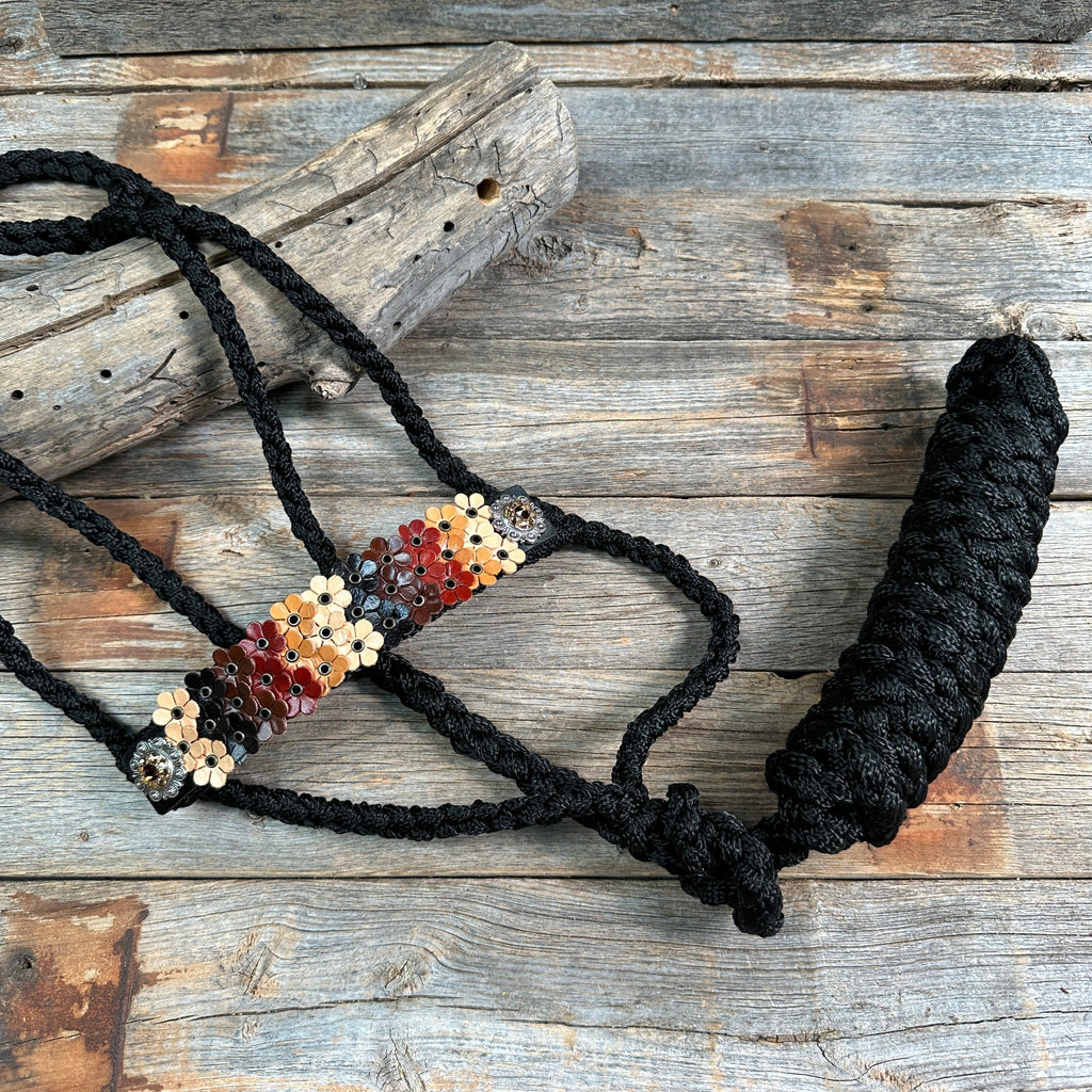 Black Mule Tape Halter - Multi Floral and Champagne #MT230
