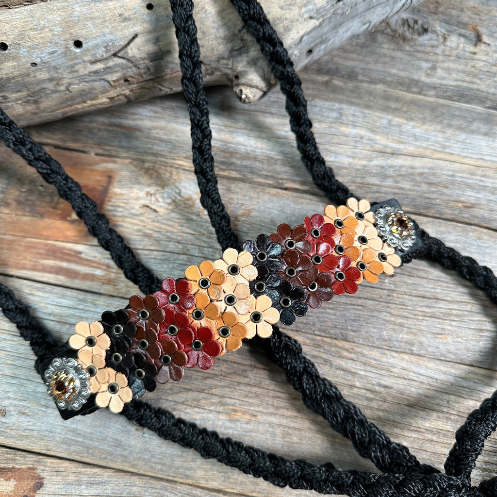 Black Mule Tape Halter - Multi Floral and Champagne #MT230 — view 2