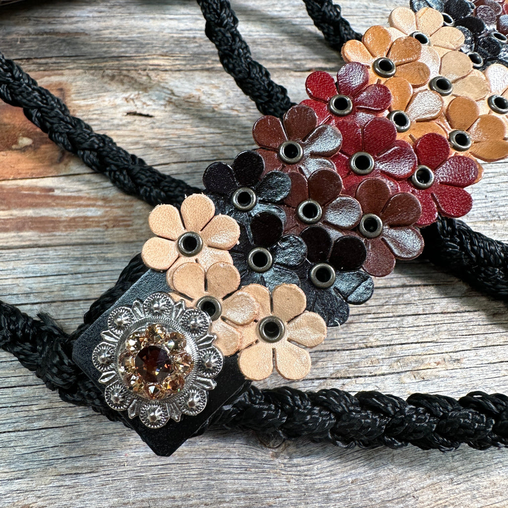 Black Mule Tape Halter - Multi Floral and Champagne #MT230 — view 3
