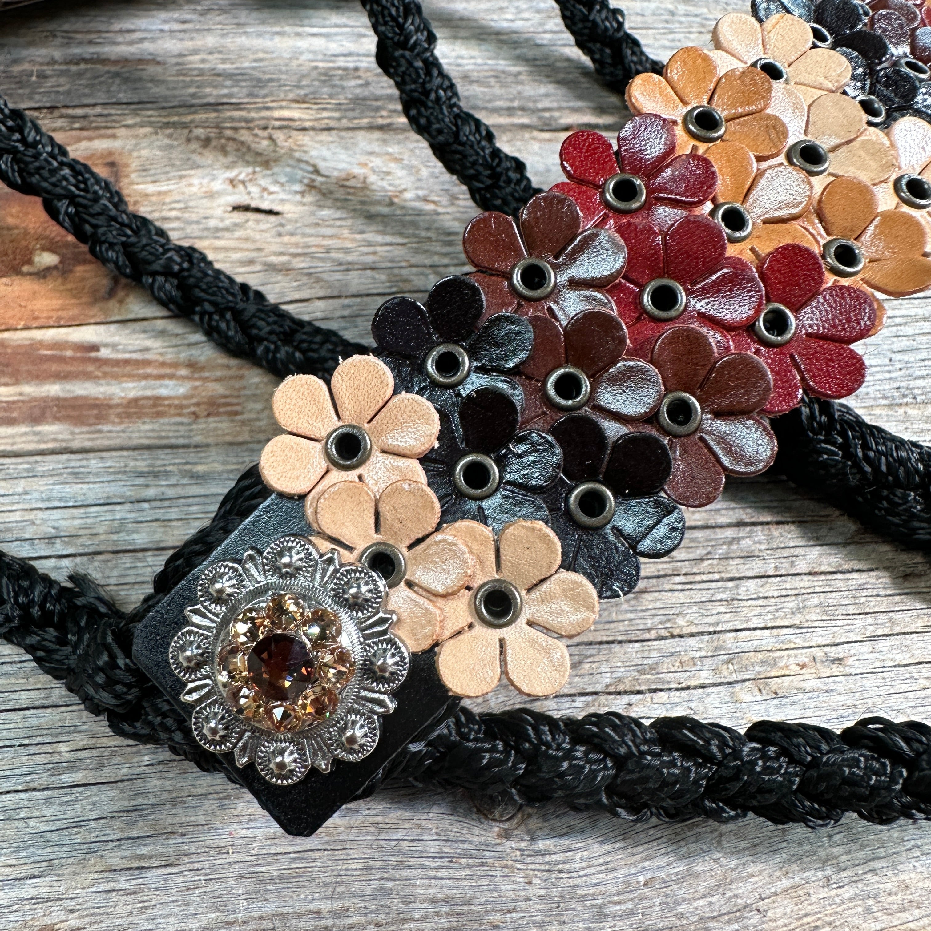 Black Mule Tape Halter - Multi Floral and Champagne #MT230 — view 3