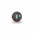 Antique Silver Copper Accent Turquoise Concho #W244
