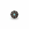 Antique Silver Flower with Copper Dots and Turquoise Concho #W249