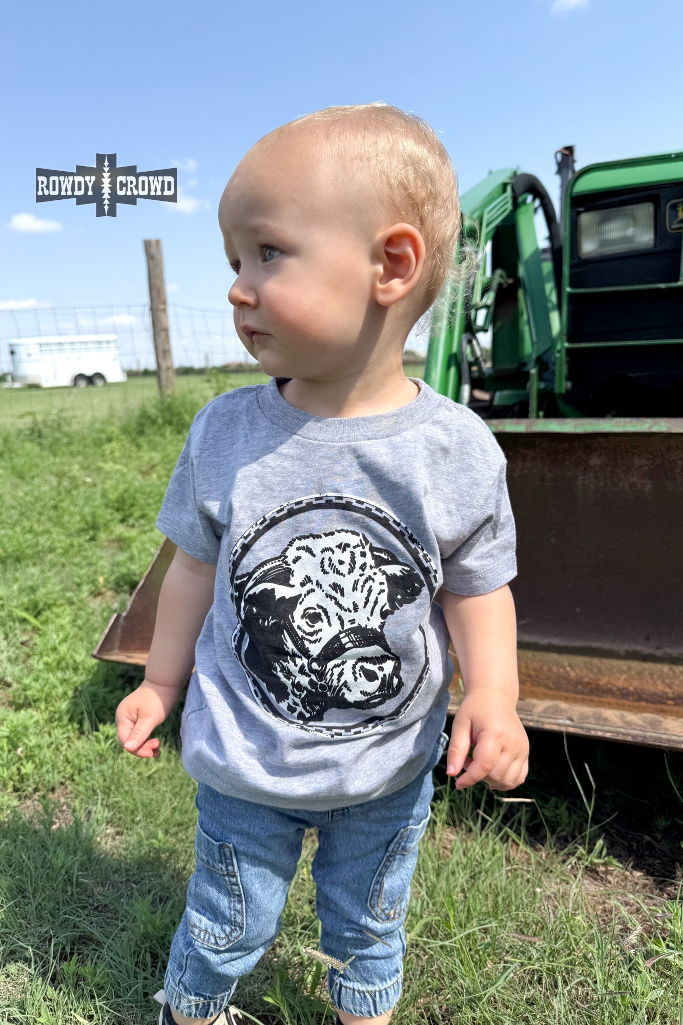 DS KIDS Happy Hereford Tee- GREY by Rowdy Crowd Clothing