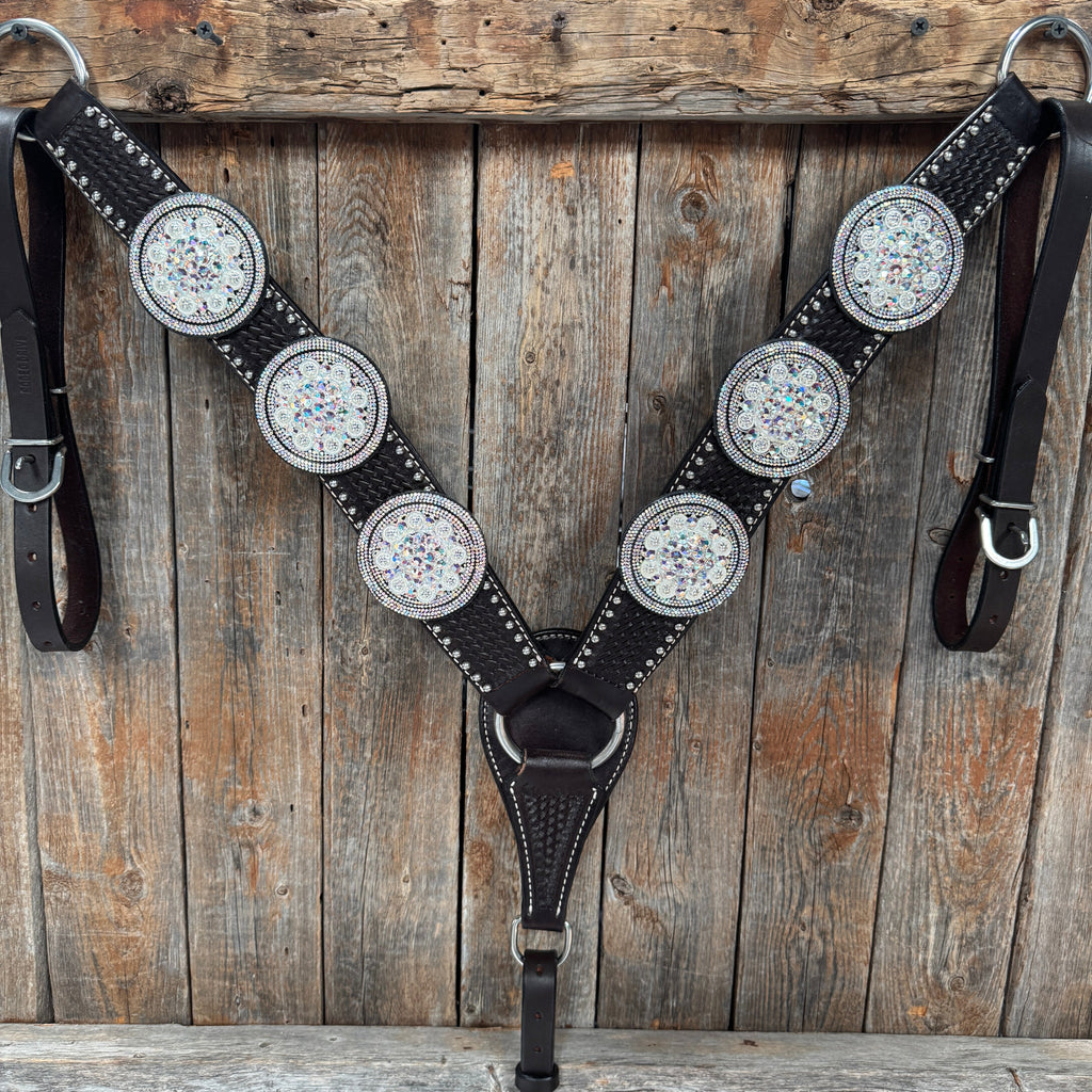 Dark Oil Silver Dot Rhinestone and AB One Ear Tack Set #OEBC663 — view 6