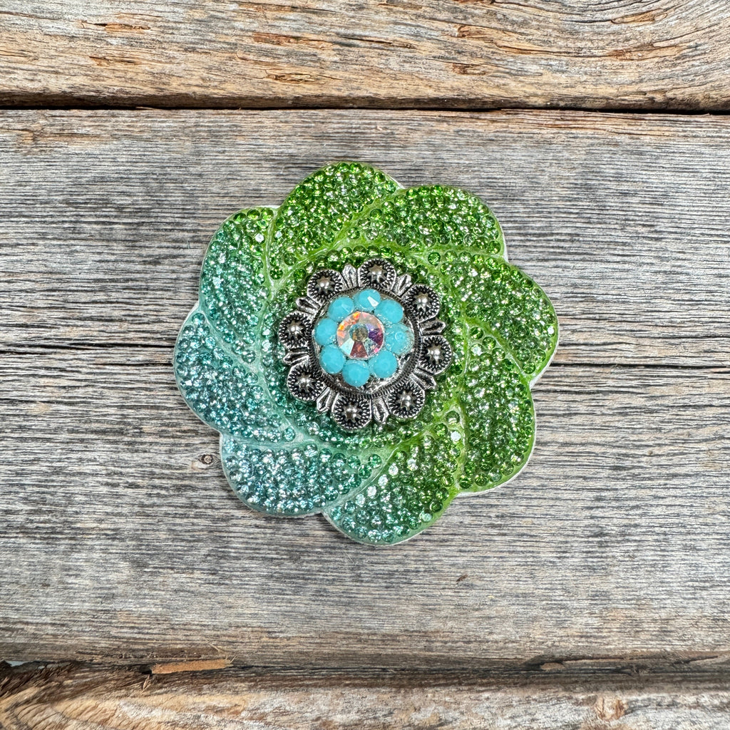 Blue and Green Flower Rhinestone Rosette - Assorted Conchos — view 4