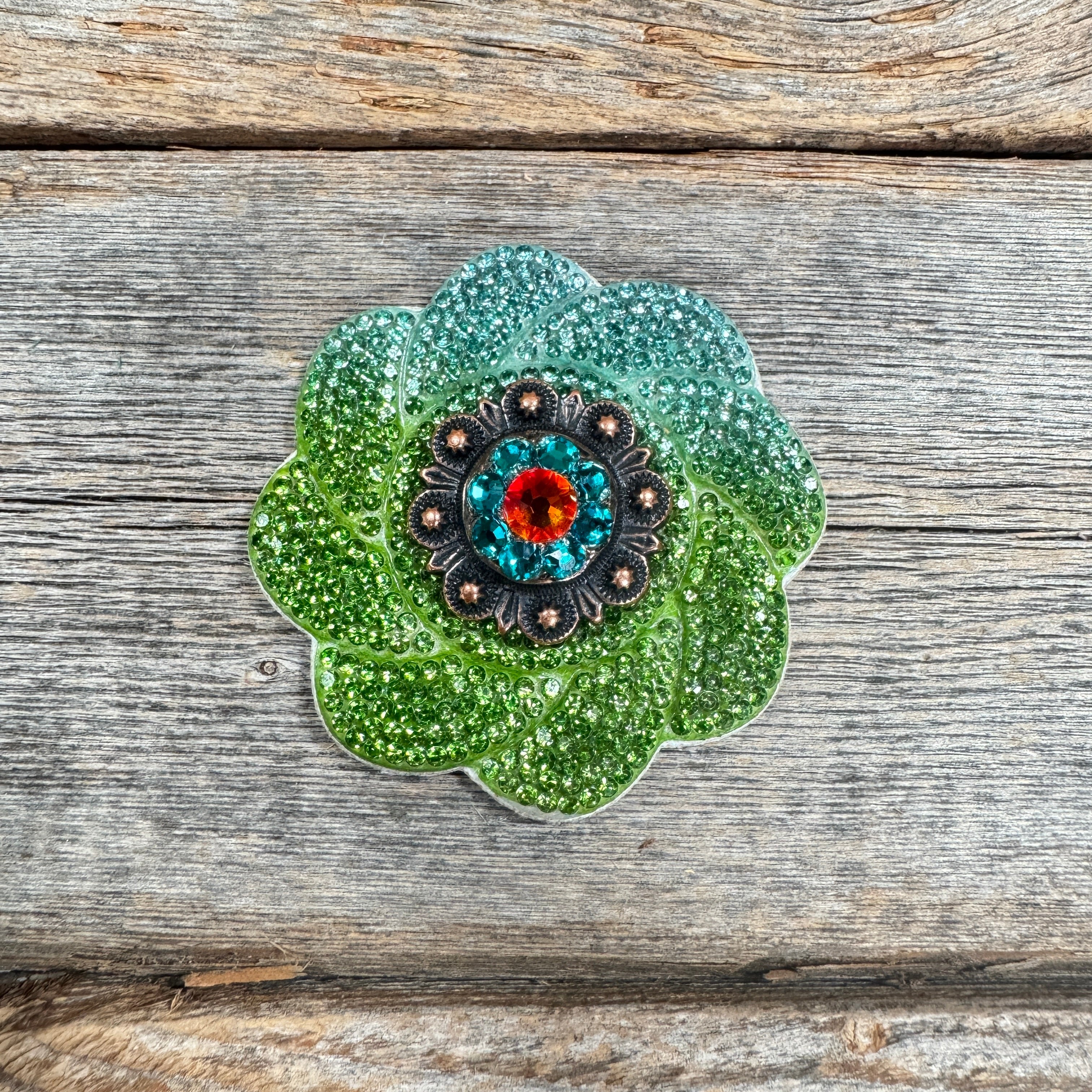 Blue and Green Flower Rhinestone Rosette - Assorted Conchos — view 5