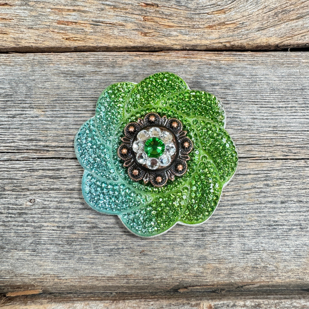 Blue and Green Flower Rhinestone Rosette - Assorted Conchos — view 2
