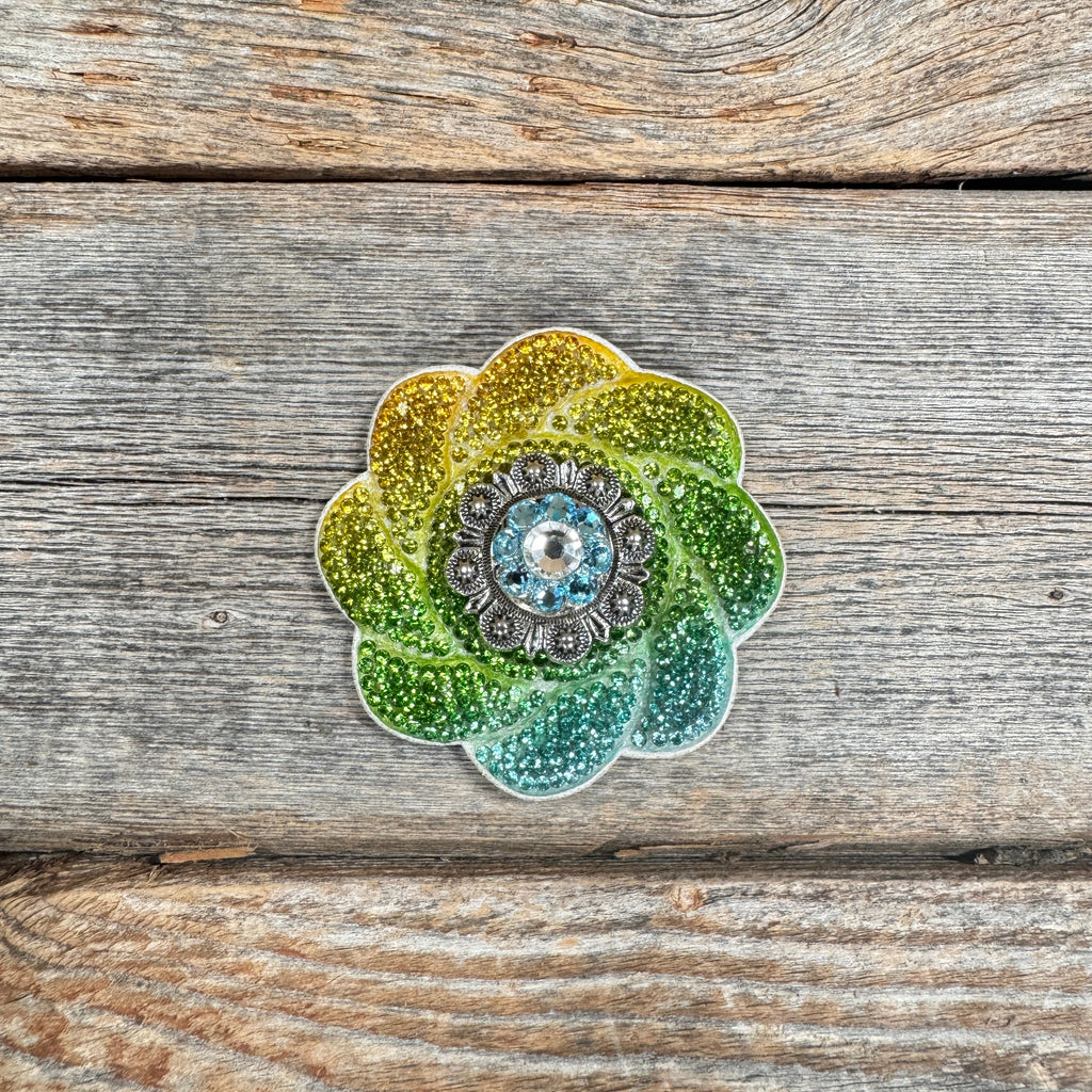 Triple Color Flower Rhinestone Rosette - Assorted Conchos — view 4