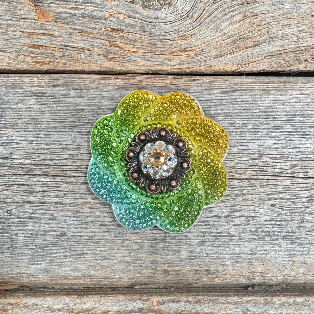 Triple Color Flower Rhinestone Rosette - Assorted Conchos — view 6
