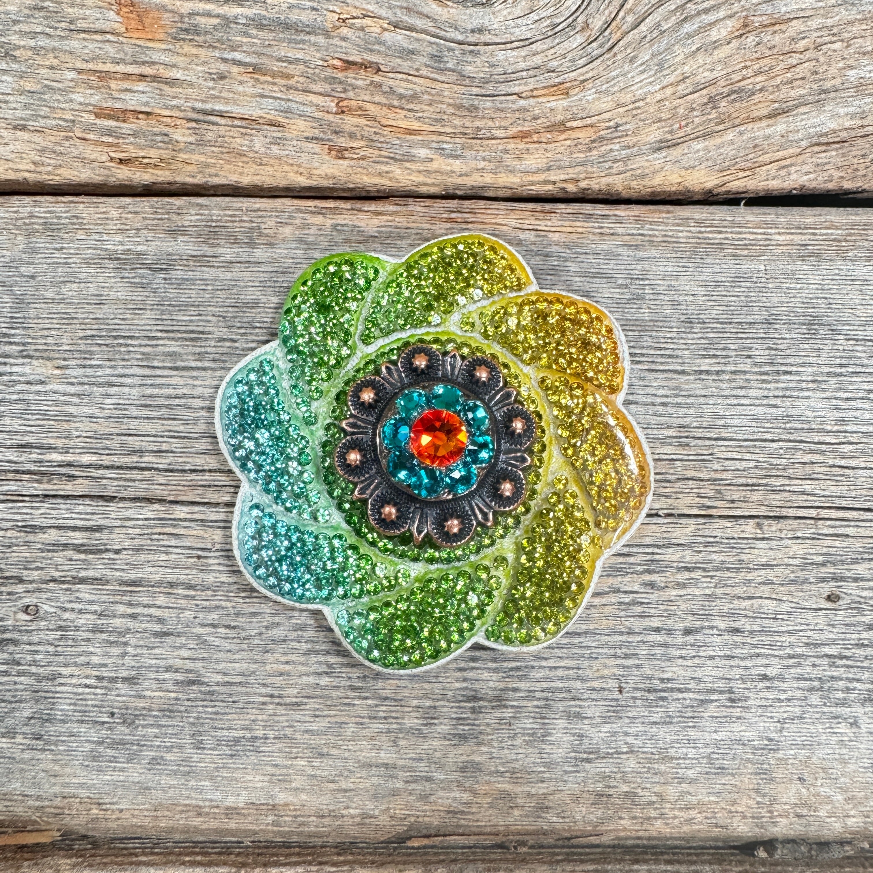 Triple Color Flower Rhinestone Rosette - Assorted Conchos — view 7