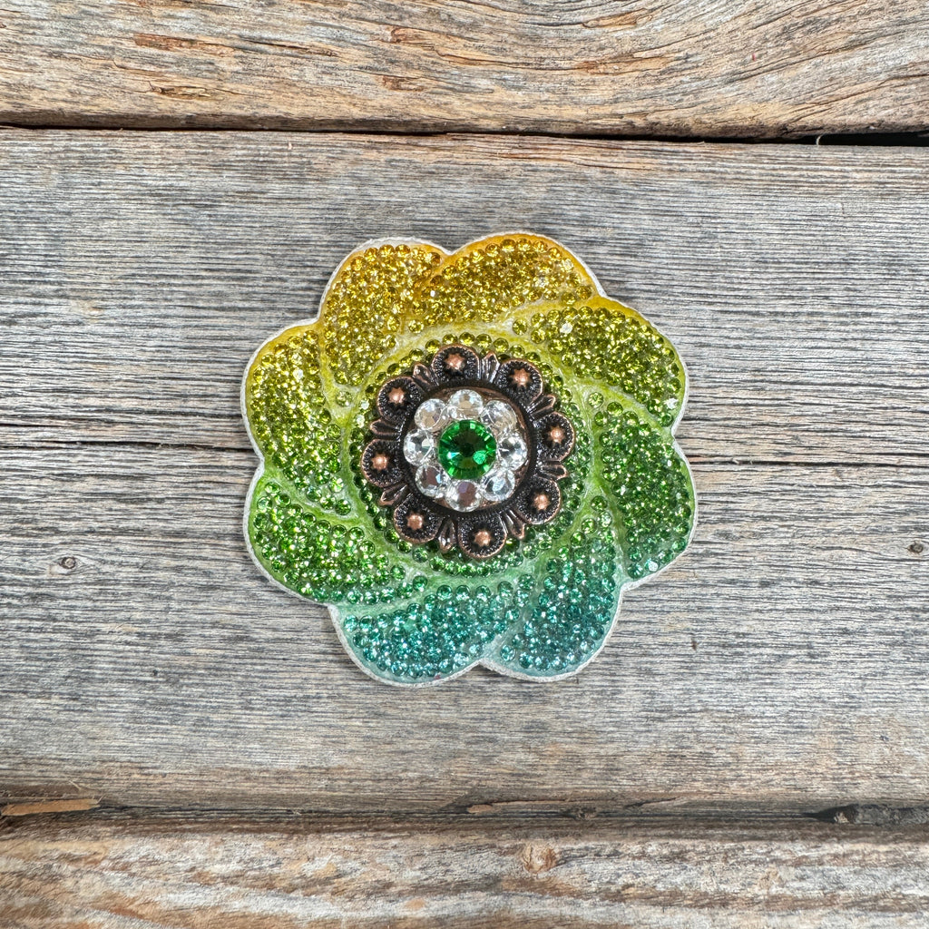 Triple Color Flower Rhinestone Rosette - Assorted Conchos — view 2