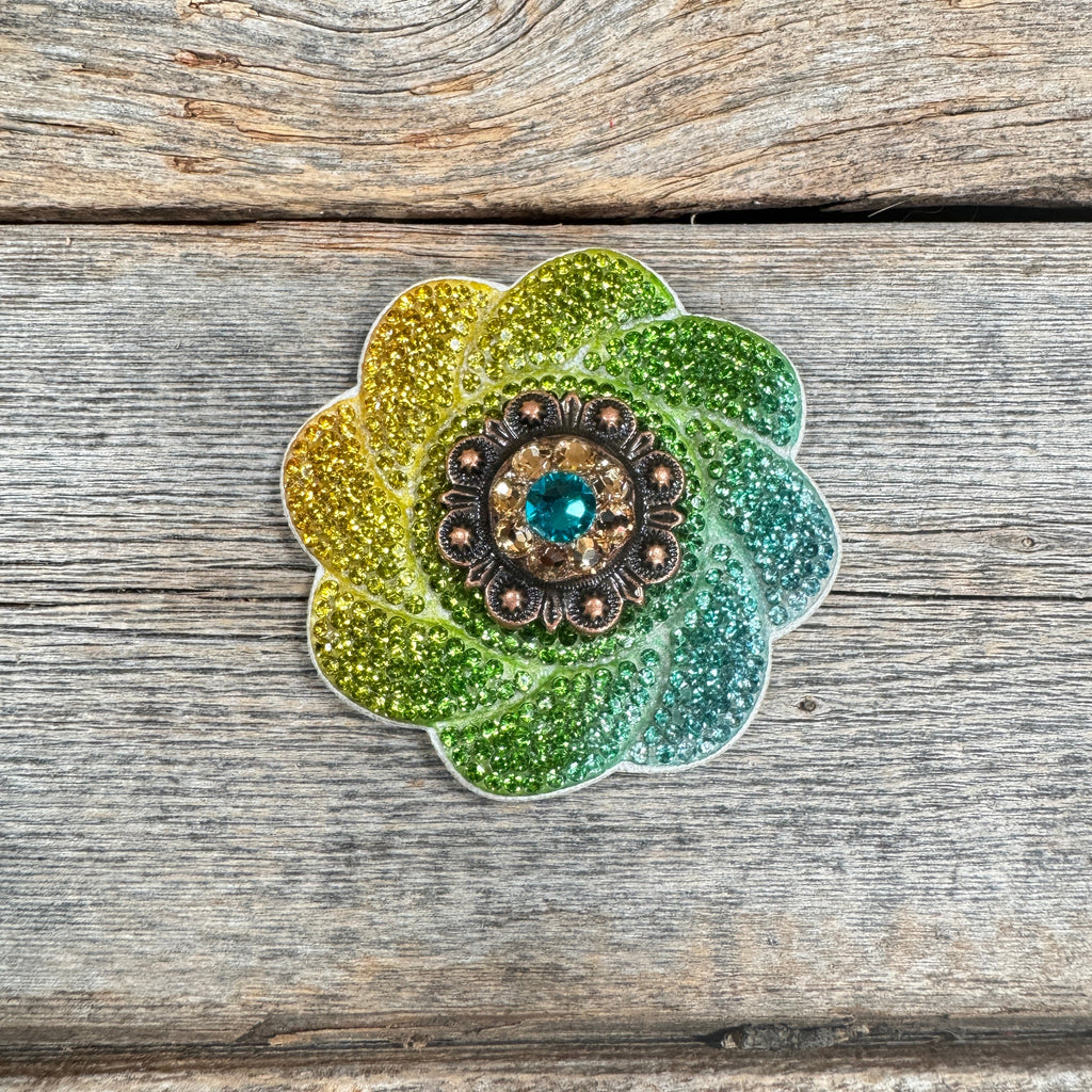 Triple Color Flower Rhinestone Rosette - Assorted Conchos — view 3