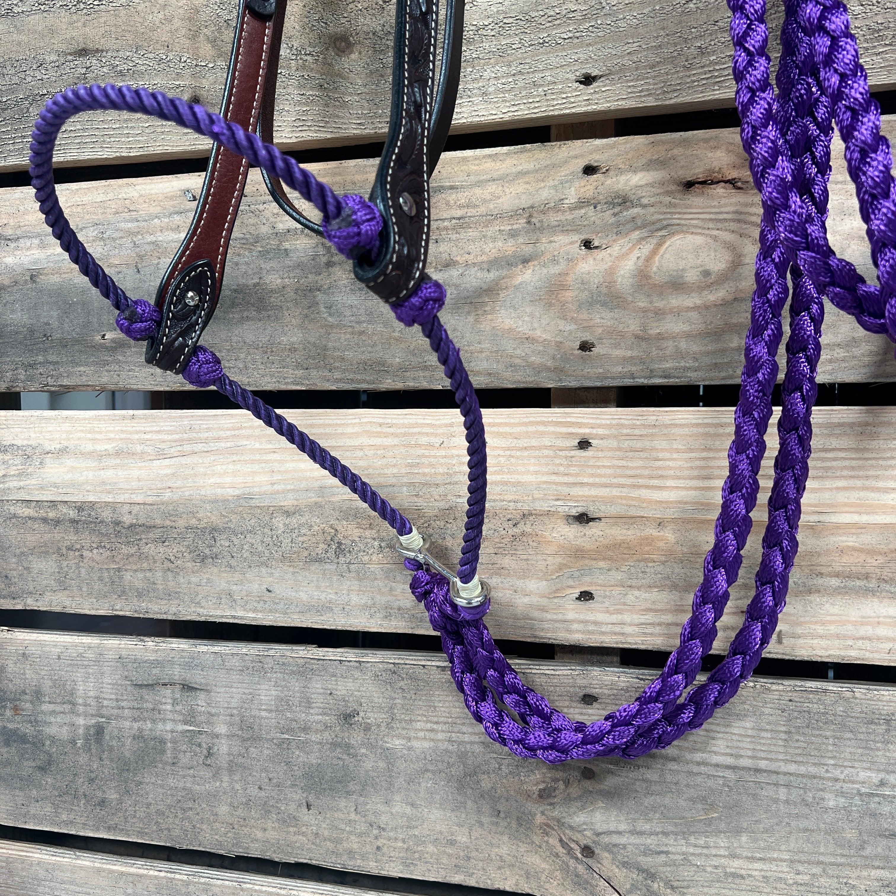 Dark Oil Floral V-Brow Purple Loping Hackamore #LHK030 — view 2