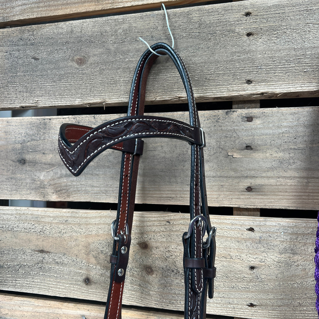 Dark Oil Floral V-Brow Purple Loping Hackamore #LHK030 — view 3