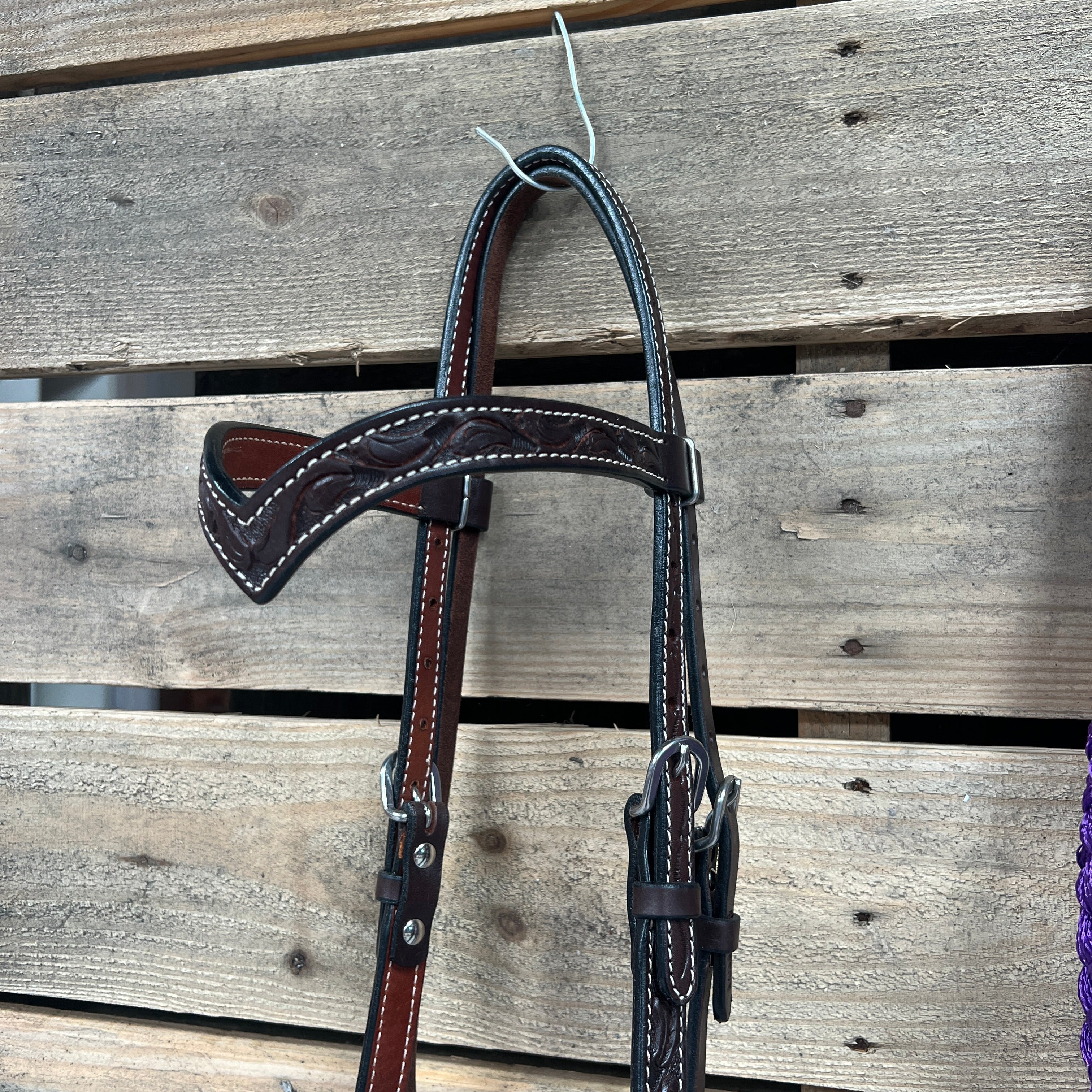 Dark Oil Floral V-Brow Purple Loping Hackamore #LHK030 — view 3