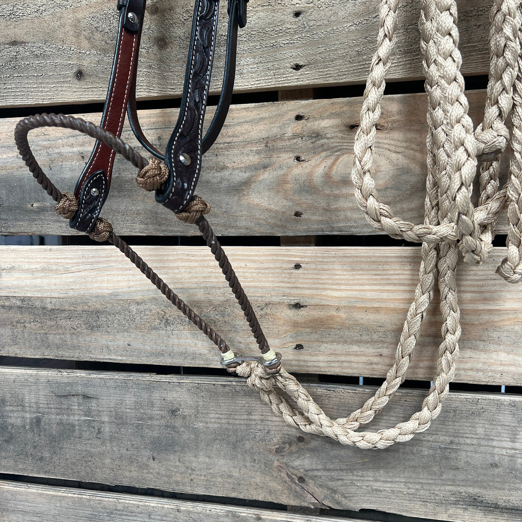 Dark Oil Floral V-Brow Tan Loping Hackamore #LHK031 — view 2